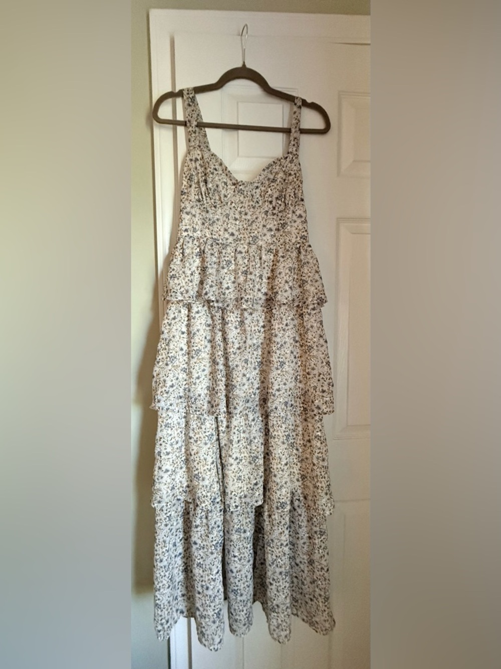 Altar'd State Cream Dress with Blue Floral Print